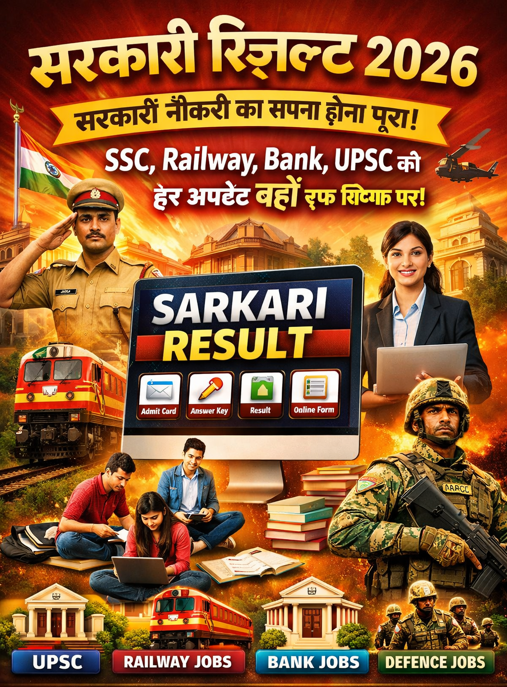 Sarkari Result 2026 latest government jobs admit card result online form